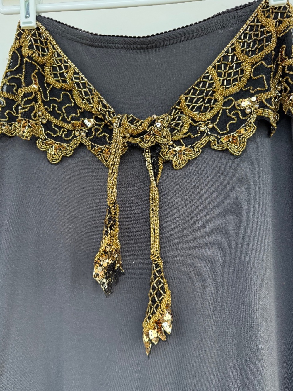 Gold Beaded Mesh Fringe Belt / Collar – Belly Dance / Burlesque